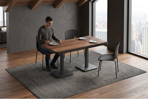 Moderne eettafel massief hout meubels Eetkamer meubels Bruin Roestvrijstalen meubels.