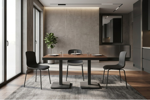 Moderne eettafel massief hout meubels Eetkamer meubels Bruin Roestvrijstalen meubels.