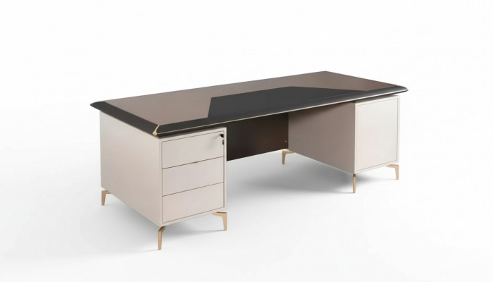Kantoormeubels Chef Bureau RVS poten Tafel met laden Houten meubels