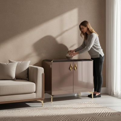 Beige luxe dressoir sideboard kantoormeubelkast designmeubels nieuw