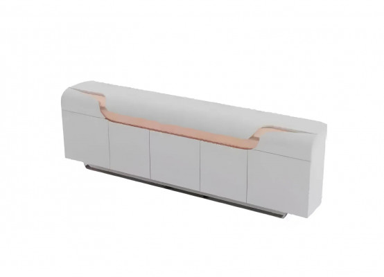 Een luxueuze set voor een hoogwaardig kantoor in futuristische stijl.
