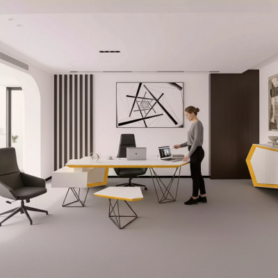 Werkkamer bureau Hoekbureau Salontafel Dressoir Modern Wit