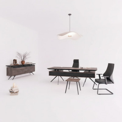 Werkkamer Kantoor Bureau Salontafel Dressoir Modern Hout Bruin