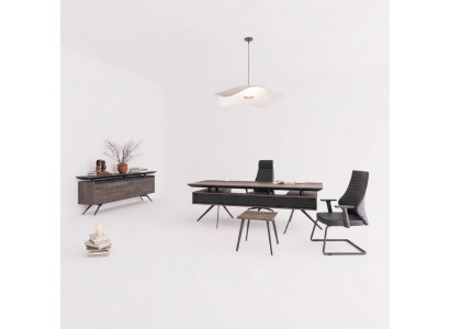 Werkkamer Kantoor Bureau Salontafel Dressoir Modern Hout Bruin