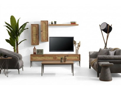 Lowboard rtv muurkasten woonkamer houten meubels wandplank set van 4 delen.