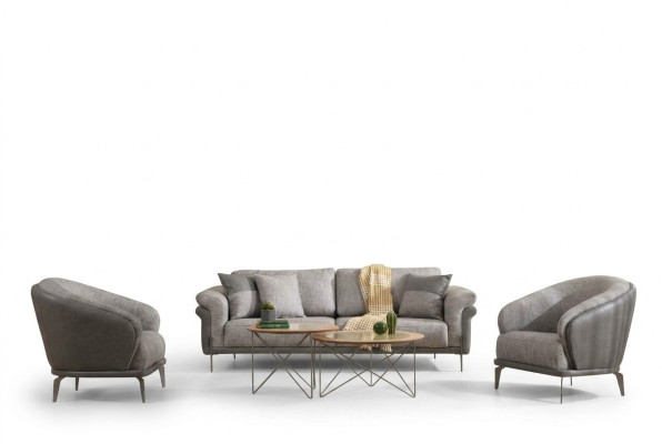Zitgroep Bank 3-zits Grijs Fauteuil Woonkamer Meubels Luxe Design