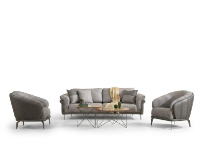 Zitgroep Bank 3-zits Grijs Fauteuil Woonkamer Meubels Luxe Design