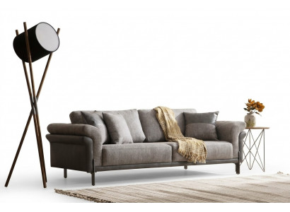 Bank 3-zits Grijs Woonkamer Klassiek Design Elegante Stijl 230cm
