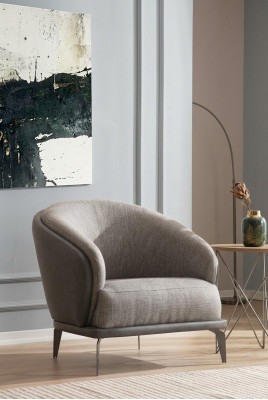 Fauteuil Eenpersoons Luxe 1 Zitbekleding Zitontwerp Grijs Zitstof Nieuw