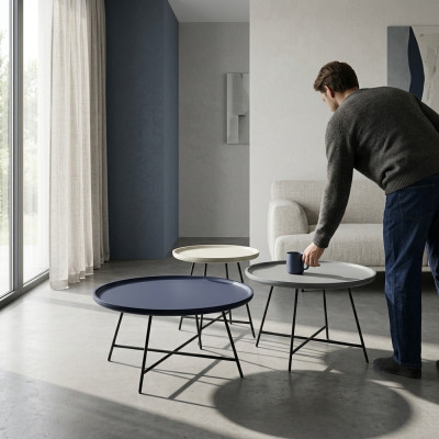 Salontafels Bijzettafel Tafel Koffie Houten Tafel Rond 3-delig Houten tafels