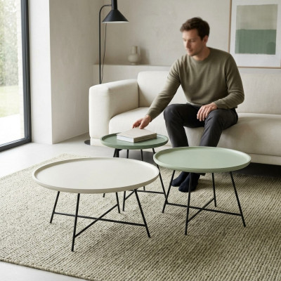 Salon tafel hout set 3 delig Koffietafel Designer Tafel Woonkamertafel