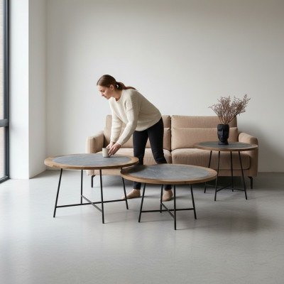 Salontafels Ontwerptafels Salontafel 3 delig Bijzettafel Luxe Tafel