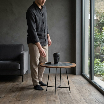 Salontafel Ontwerp Hout Rond Bruin Bijzettafel Woonkamer Tafels Nieuw