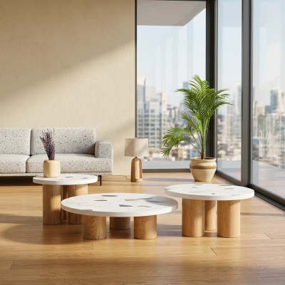Salontafels bijzettafels Design woonkamer 3-delig. Italiaanse stijl.