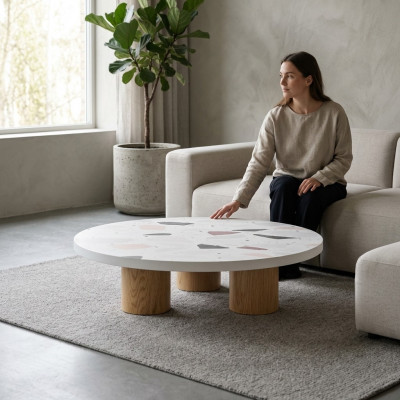 Salontafel luxe design wit houten tafel koffie bijzettafel woonkamer nieuw