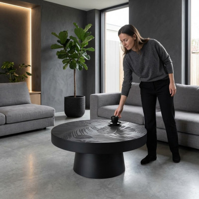 Tafel Salontafel Rond Bijzettafel Koffietafel Zwart