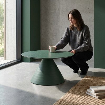 Elegante ronde grijze salontafel in moderne stijl voor de woonkamer