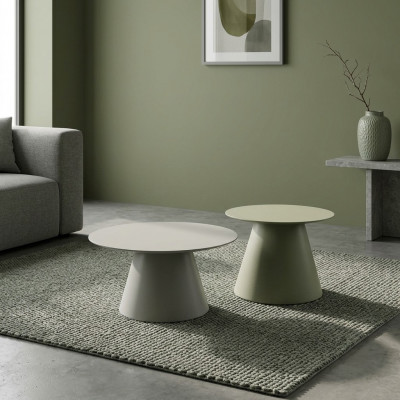 Ronde salontafelset 2-delig. Woonkamer houten bijzettafels Luxe stijl tafel
