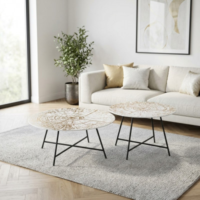 Salontafels Tafels Bijzettafels Woonkamer Modern Luxe Bruin 2-delig.