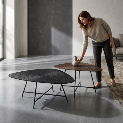 Salontafel Hout Bijzettafel Koffietafel Designer Woonkamertafel 2-delig.