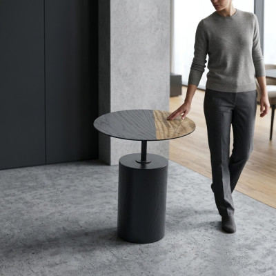 Bijzettafel Ronde Tafel Salontafel Ontwerp Hout Zwart Woonkamer Tafel