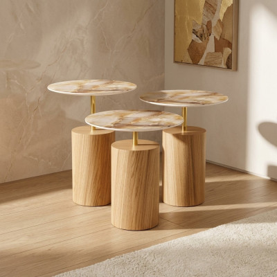 Salontafels Koffietafels Bijzettafels Designer Woonkamertafel 3-delig.