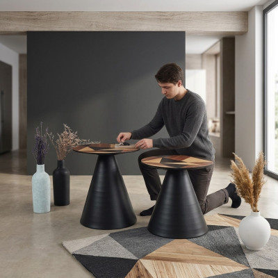 Designer set met 2 salontafels in eigentijdse stijl voor de woonkamer.