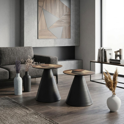 Designer set met 2 salontafels in eigentijdse stijl voor de woonkamer.
