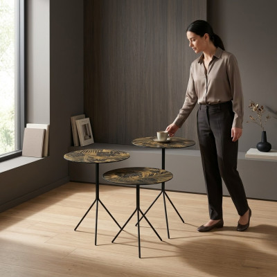 Ronde tafels salontafels tafels luxe design bijzettafels 3-delig.