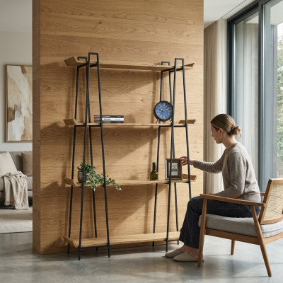 Stijlvol en functioneel houten boekenrek voor de woonkamer
