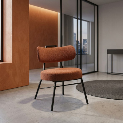 Moderne ronde stoel van natuurlijke materialen met textielbekleding