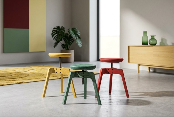 Modern set met 3 luxe designstoelen van hoogwaardig hout.