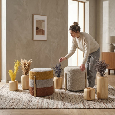 Groep Kruk Polyester Woonkamer Stoel Stof Luxe Zitter 2-dlg. Nieuw