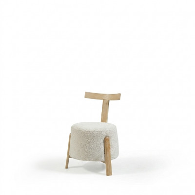 Stoel Eetkamer Beklede Stoel Lounge Wit Textiel Zit Fauteuil Hout Nieuw