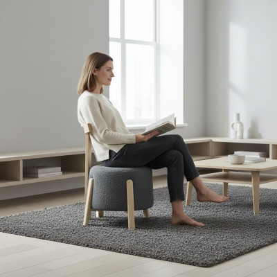 Stoel Eetkamer Gestoffeerde Lounge Textiel Zit Armstoel Grijs Nieuw Rond