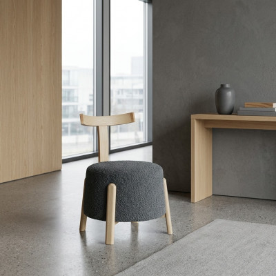 Stoel Eetkamer Gestoffeerde Lounge Textiel Zit Armstoel Grijs Nieuw Rond