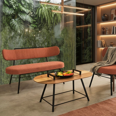 Bank Woonkamer Bank Gestoffeerde Zitmeubelen Stof Textiel Salontafel
