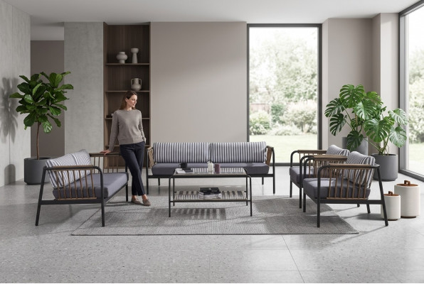 Bankstel 3 2-zits luxe driezits fauteuil design meubelset 5-delig Grijs Nieuw