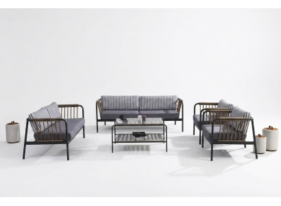 Bankstel 3 2-zits luxe driezits fauteuil design meubelset 5-delig Grijs Nieuw