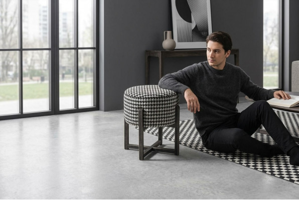 Ronde kruk Ontwerper Moderne kruk Voetenbankje Bijzettafel Krukje met bekleding