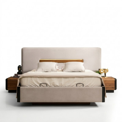 Bed Meubels Ontwerp Bedden Tweepersoonsbed Luxe Slaapkamer Textiel Hout Nieuw