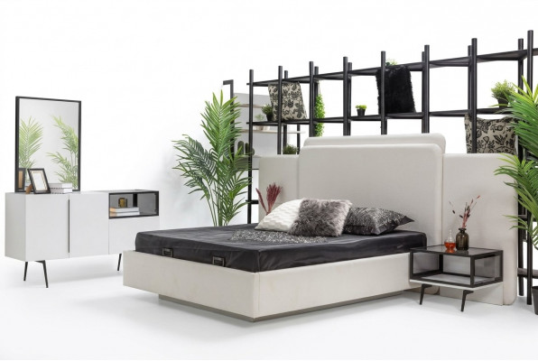 Slaapkamer Bed 2x Nachttafels Luxe Commode Set Design Meubels 5-delig