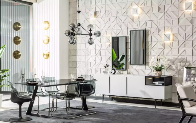Sideboard Italiaanse stijl meubels houten spiegel set van 2 stuks. Woonkamerkasten