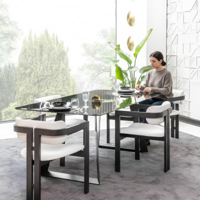 Luxe eetkamer glazen design tafel eetgroep eettafel met 4 stoelen 5-delig