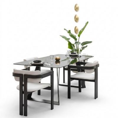 Luxe eetkamer glazen design tafel eetgroep eettafel met 4 stoelen 5-delig