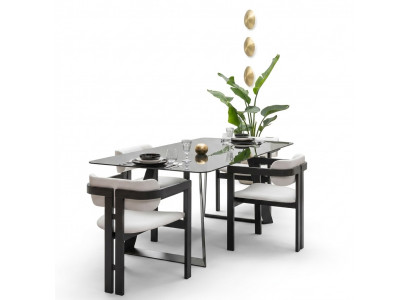 Luxe eetkamer glazen design tafel eetgroep eettafel met 4 stoelen 5-delig