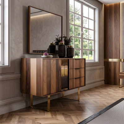 Luxe dressoir met spiegel voor slaapkamer in moderne stijl.