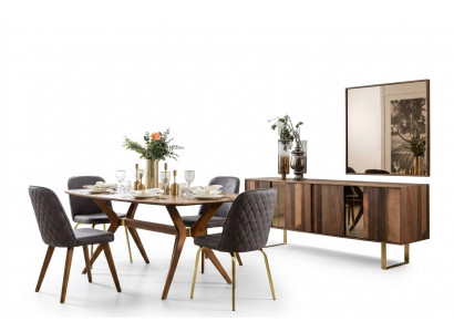 Compleet set eettafel 4x stoelen eetkamerset eetgroep dressoir 7-delig