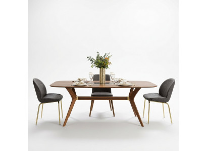 Italiaanse stijl Eettafel 4x Stoelen Houten Tafel Eetset Modern Design 5-delig