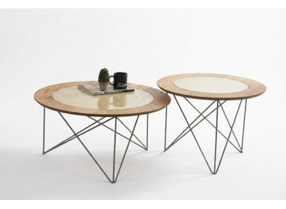 Italiaanse stijl 2x salontafels rond luxe bruin woonkamer tafel